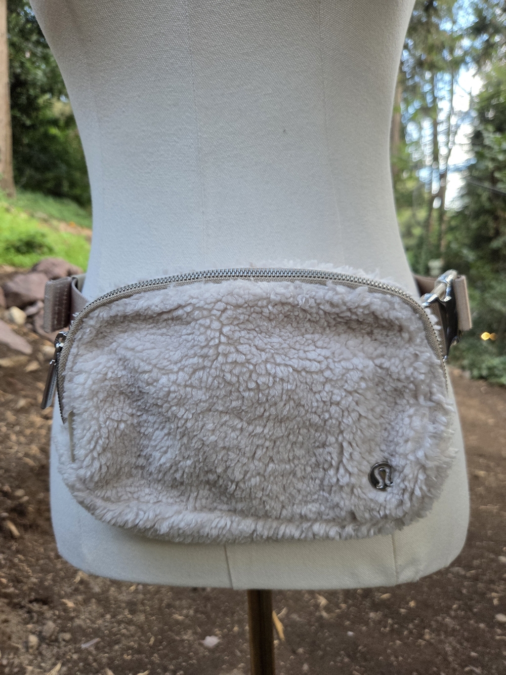 lululemon athletica White Ivory Cream Faux Sherpa Shearling Waist Bag